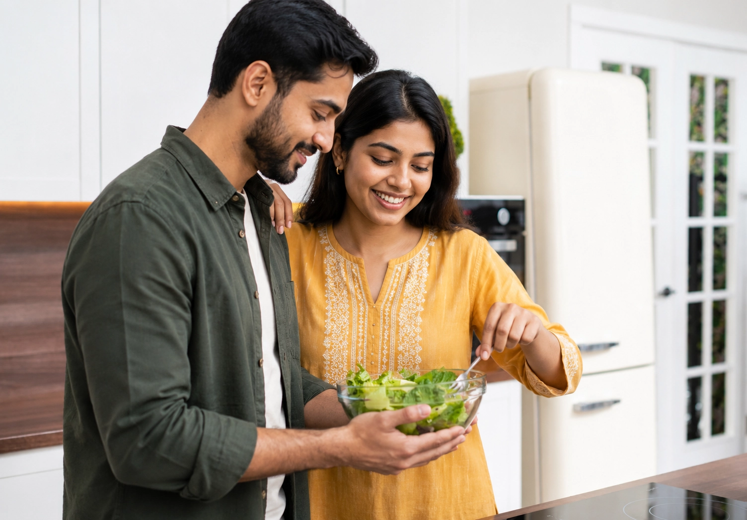 Family in the kitchen with fresh dish