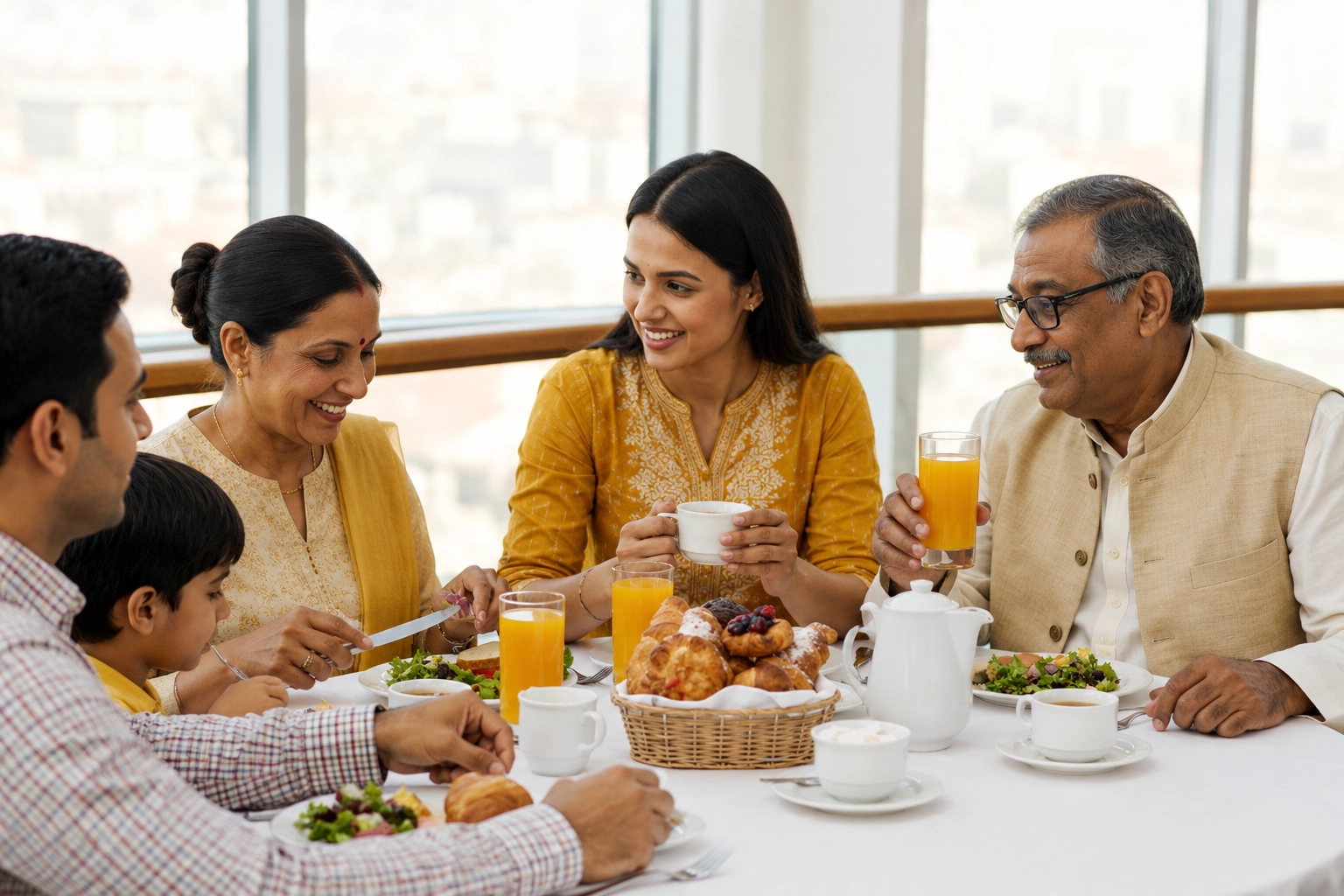 Family breakfast in the morning