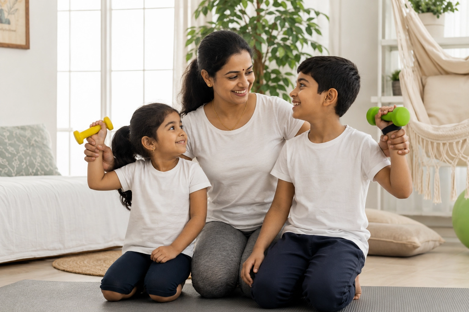 Wellness-minded family with fresh salad vegetables