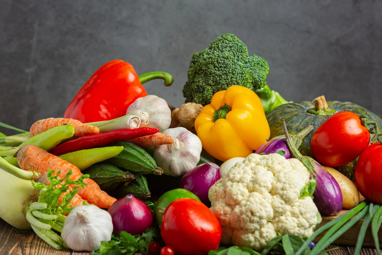Fresh seasonal vegetable basket filled with harvest